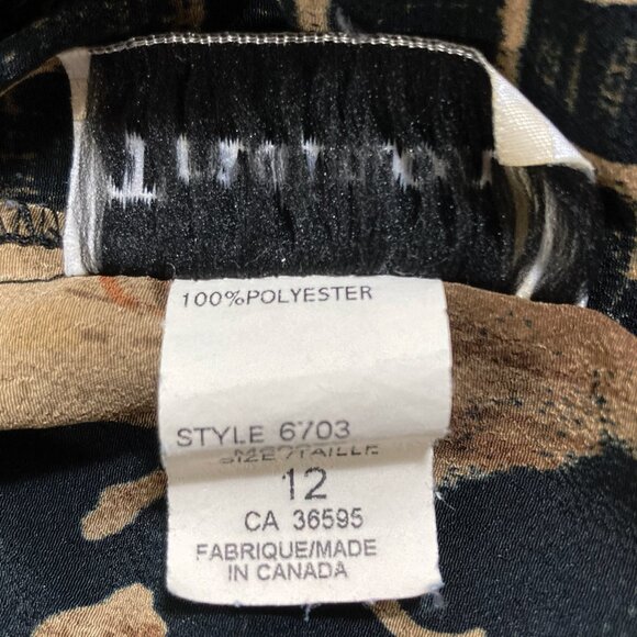 TRADITION Brown black lines and floral print a-line skirt ~ Vintage XS small - Picture 9 of 12